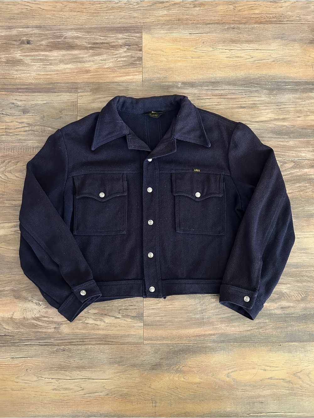 Vintage 1970s Lee Cropped Wool Trucker Jacket XL
